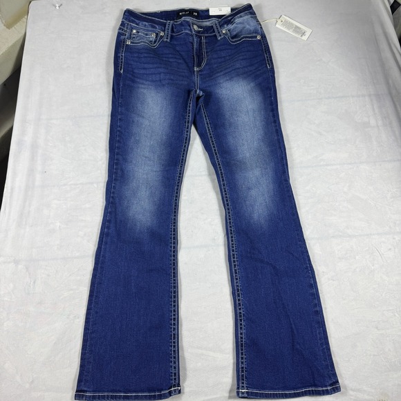 Miss Me Denim - NWT Miss Me Womens Bootcut Jeans Stone Blue Denim Mid Rise Whisker Comfort 29x32